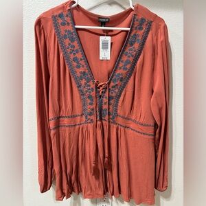 Embroidered Torrid long sleeve shirt